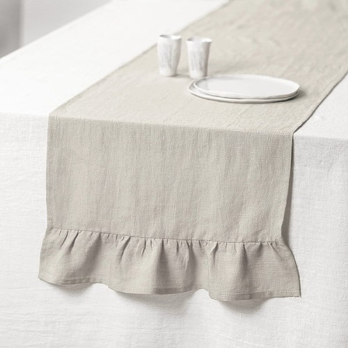 LINEN RUNNER RUFFLE TRIM | NATURAL 
