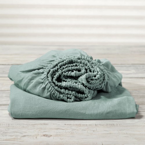 LINEN FITTED SHEET | SAGE GREEN (1)