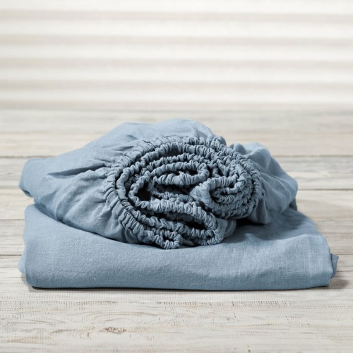 LINEN FITTED SHEET | LIGHT BLUE (1)