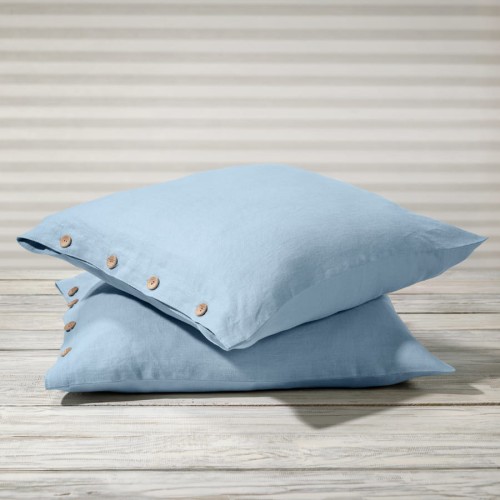 LINEN PILLOWCASE WITH BUTTONS | SKY BLUE (1)