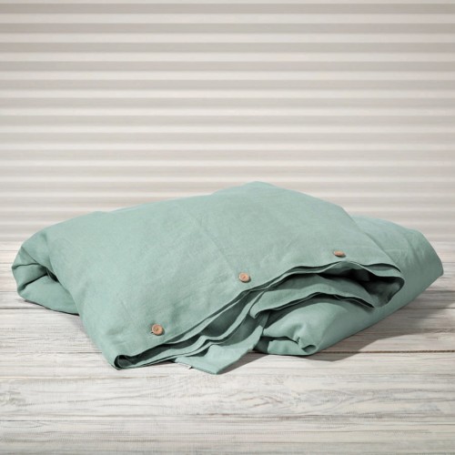 LINEN DUVET COVER WITH BUTTONS | SAGE GREEN (1)