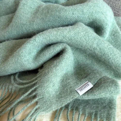 WOOL THROW WITH CASHMERE | ECRU WITH GREY (1) (1) (1) (1)