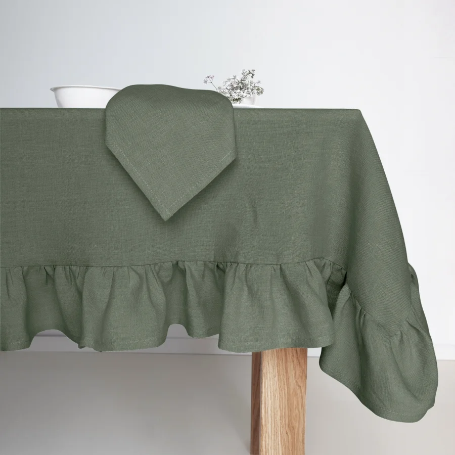 lniany-obrus-z-falbana-zielen-khaki